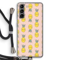 Ananas: Samsung Galaxy S21 Transparant Hoesje met koord