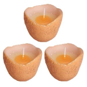 3x Bruine eieren kaarsjes 5 cm   -