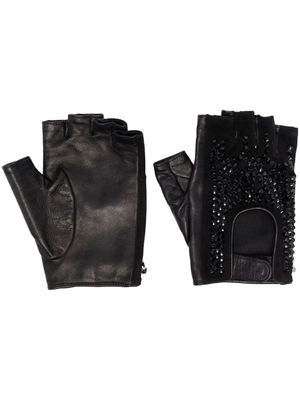 Philipp Plein mitaines à détails de strass - Noir