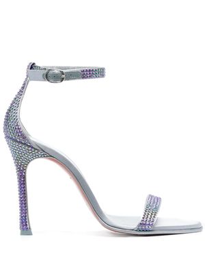 Amina Muaddi sandales Kim 115 mm à ornements en cristal - Gris