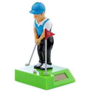 Solar bewegend figuur - Golfer - groen - kunststof - 12 cm - golfpresentje - golf gadget   -