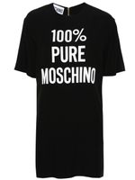 Moschino robe courte en satin à logo - Noir