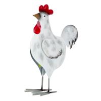 Tuin decoratie dieren/vogel beeldje - Kip/Haan - 21 cm - metaal