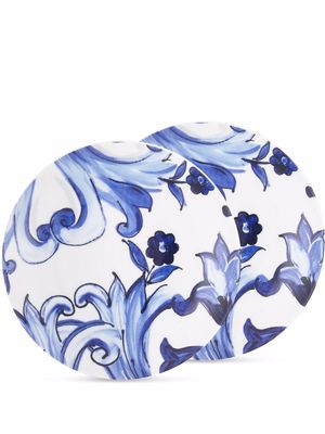 Dolce & Gabbana lot de deux assiettes à imprimé Blu Mediterraneo - Blanc
