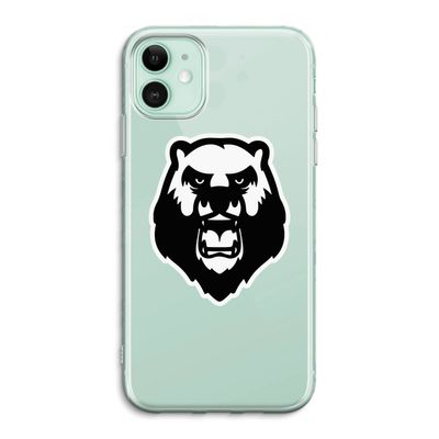 Angry Bear (white): iPhone 11 Transparant Hoesje