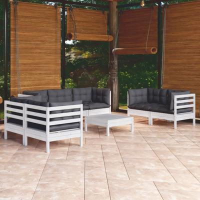 8-delige Loungeset met kussens massief grenenhout