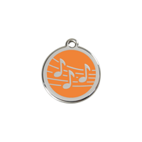 Music Orange roestvrijstalen hondenpenning small/klein dia. 2 cm - Reddingo
