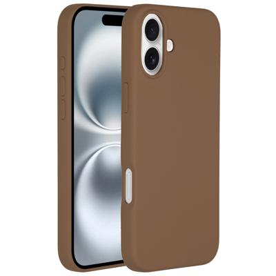 AccezzLiquid Silicone Backcover met MagSafe iPhone 16 Telefoonhoesje Bruin