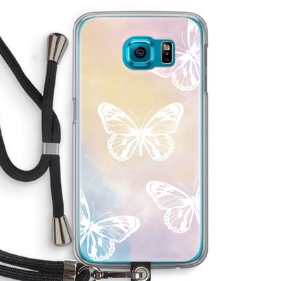 White butterfly: Samsung Galaxy S6 Transparant Hoesje met koord