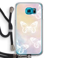 White butterfly: Samsung Galaxy S6 Transparant Hoesje met koord