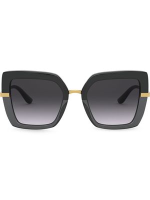 Dolce & Gabbana Eyewear lunettes de soleil Half Print à monture oversize - Noir