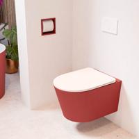 Wandcloset Mondiaz Lavie | Zonder spoelrand | Incl.Toiletzitting-Rosee | Keramiek | Fire (rood)