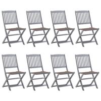 Tuinstoelen 8 st inklapbaar met kussens massief acaciahout