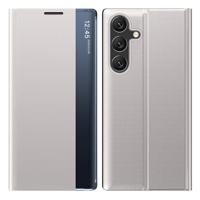 Casety Samsung Galaxy S26 Ultra - PU-Leren Window view cover hoes - Zilver