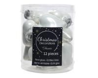 12 Glazen hartjes 40 mm winter wit - Decoris - thumbnail