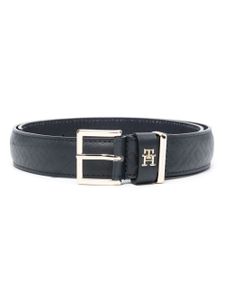 Tommy Hilfiger ceinture en cuir à motif monogrammé - Bleu