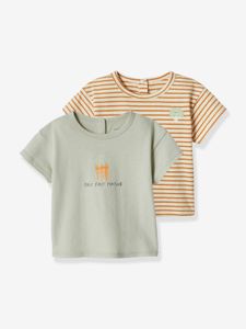 Set van 2 T-shirts voor uw baby, met korte mouwen ijsblauw