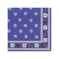 Ihr tafel servetten - 60x Edelweiss print - blauw - 3 laags - bloemen - 33 x 33 cm