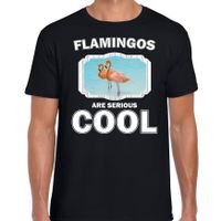 Dieren flamingo t-shirt zwart heren - flamingos are cool shirt - thumbnail