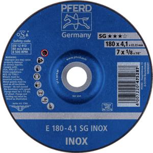 PFERD 62217432 E 180-4,1 SG INOX Afbraamschijf gebogen Diameter 180 mm Boordiameter 22.23 mm RVS 10 stuk(s)