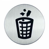 Novioproducts Pictogram zelfklevend rond afvalbak RVS - thumbnail