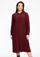 Yoek Lange jurk met knopen | Dark Red | Maat 46/48