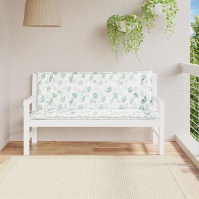 VidaXL Tuinbankkussens 2 st bladpatroon 150x50x7 cm stof