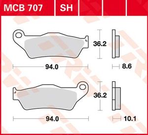 TRW Remblokken, en remschoenen voor de moto, MCB707 Allround organisch