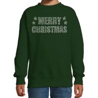 Glitter foute kersttrui - Groen - Merry Christmas - glitter steentjes - voor kinderen Glitter foute kersttrui - Groen - Merry Christmas - glitter steentjes - voor kinderen