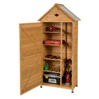 Houten Tuinschuur met 5 Planken en Zadeldak Weerbestendige Buitenschuur 70 x 35,5 x 160 cm Natuur