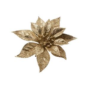 Kersthanger - bloem - op clip - goud - 18 cm - Kerstboomversiering