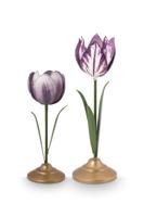 Pip Studio Set/2 Tulp Kandelaars Metaal Lila Pip Studio Set/2 Tulp Kandelaars Metaal Lila