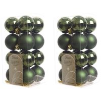 32x Kunststof kerstballen glanzend/mat donkergroen 4 cm kerstboom versiering/decoratie   -