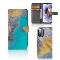 Motorola Moto G31 | G41 Bookcase Marble Blue Gold