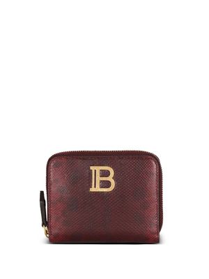 Balmain portefeuille zippé à plaque logo - Rouge