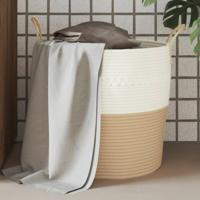 VidaXL Opbergmand ø 43x38 cm katoen beige en wit