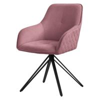 ML-Design eetkamerstoel draaibaar van textiel geweven stof, antiek roze, woonkamerstoel met armleuning, rugleuning, 360° - thumbnail