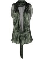 STYLAND metallic-effect pleated tank top - Vert