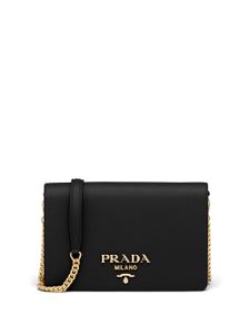 Prada sac porté épaule à plaque logo - Noir