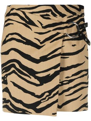 Stella McCartney minijupe portefeuille à imprimé zébré - Marron