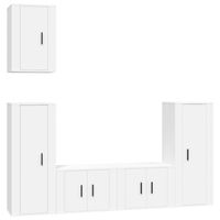 The Living Store TV-meubelset - Classic Wood - 5-delige set - Wit - 2x 57x34.5x40cm - 2x 40x34.5x100cm - 1x