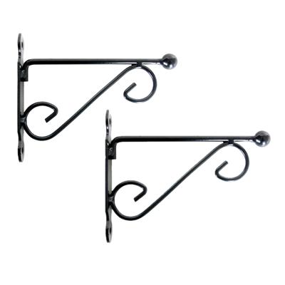 Muurhaak/plantenhaak - 2x stuks - dubbele sierkrul 20 x 16 cm - metaal - voor hang planten potten