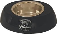 Hondeneetbak ovaal plastic/RVS water/food 29 cm zwart - Gebr de boon