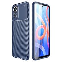 Xiaomi Redmi Note 11/11S Beetle Koolstofvezel TPU Hoesje - Blauw