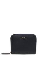 Smythson porte-monnaie zippé en cuir grainé - Bleu
