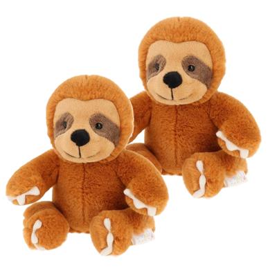 Keel Toys pluche luiaard knuffel - 2x - 14 cm - Bruin - Bosdieren Jungle - speelgoed knuffels