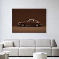 Urban Cotton Wandkleed 'Brown Porsche' 110 x 145cm in Frame - black