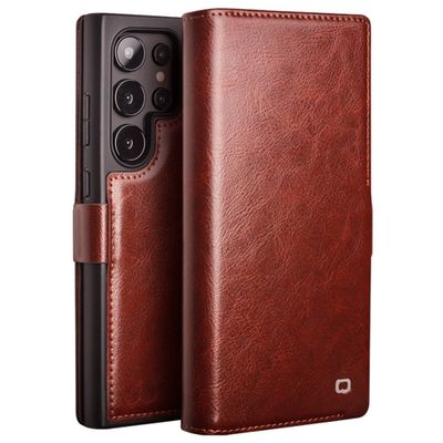 Qialino - Samsung Galaxy S24 Ultra - Leren bookcase hoes - Bruin