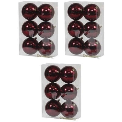 18x Bordeaux rode kerstballen 10 cm kunststof glans - 18x Bordeaux rode kerstballen 10 cm kunststof glans -