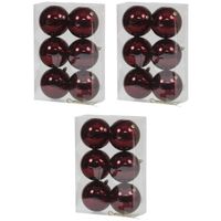 18x Bordeaux rode kerstballen 10 cm kunststof glans   - - thumbnail